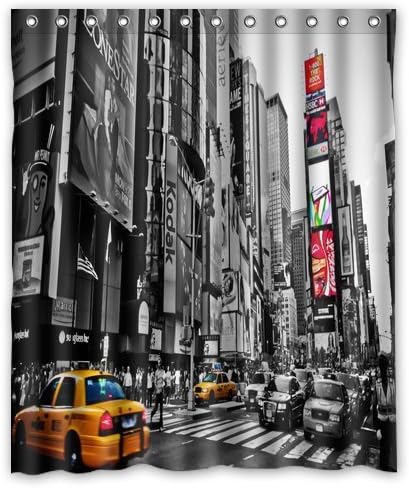Innovation Print Design Black and White Color New York City Skyline Shower Curtain Mildew Waterproof Polyester Fabric Bathroom Shower Curtain 60" x 72" Inch