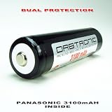 TWO PROTECTED 3100mAh 18650 (Industrial NCR18650A Panasonic inside) Li-ion Rechargeable Orbtronic Battery Cells- Most Powerful 18650 Battery on Planet Earth - Button Top, PCB Protection