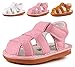CINDEAR Squeaky Pu Leather Closed-Toe Sandals for Infant Boy Girl Rubber Sole Anti-Slip Slippers Shoes White 1302-WT15(Inner Length 11.5cm/4.5in)