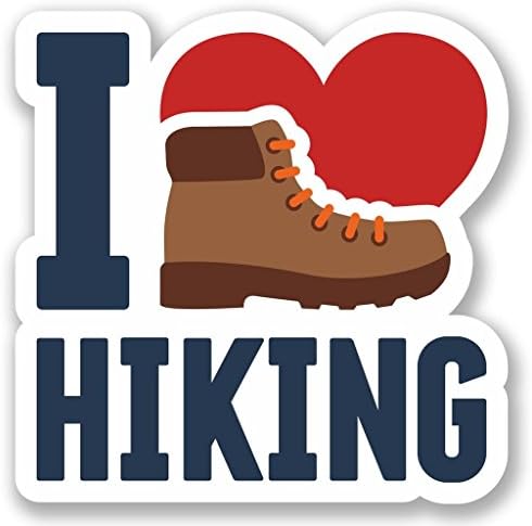 NI379 **2-Pack** I love Hiking Sticker/Decal | Premium Quality Vinyl Sticker | 4-Inches by 4-Inches