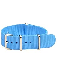 22mm Classic SS Nylon Solid Sailor Blue - Easily Interchangeable Replacement Military Watch Strap / Band - Fits All Watches!!!