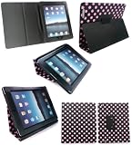 Emartbuy New Ipad 3 & Apple Ipad 2 Multifunctional / Multi Angle Wallet / Cover / Stand / Typing Case In Polka Dots Black / Pink (All versions Wi-Fi and Wi-Fi + 3G/4G – 16GB 32GB 64GB): All Cases & Covers