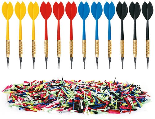 12 Standard-Pfeile mit 500 bunten Dartspitzen 1/4 BSF