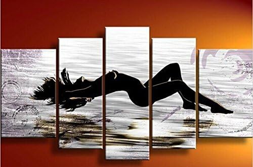 Sweety Decor 100% Handpainted Swimming Women Vitality Painting Decor Ready to Hang Contemporary Art Abstract Oil Painting 5 Panels
