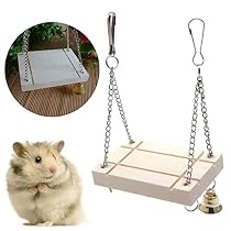 Delight eShop Hamster Cage Toys Seesaw Wooden Swing Harness Parrot Pet Hanging Bell Suspension
