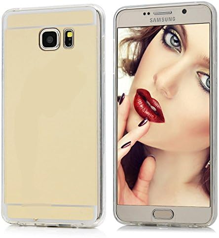 Galaxy Note 7 Mirror Glass Case-Auroralove Gold Slim Luxury Soft Crystal TPU Gel Silicone Bling Makeup Case for Samsung Note 7