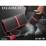 DIABLO 牛革 パンチング ライン 長財布 KA-801 【ブラック×レッド】