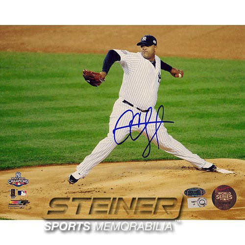 Steiner Sports MLB New York Yankees CC Sabathia 2009 WS Home Jersey Pitching Closeup Horizontal 8 x 10-inch Photo