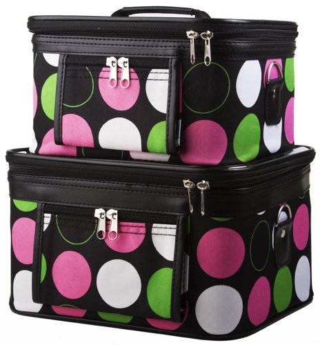 World Traveler 2-Piece Polka Dot Cosmetic Train Case