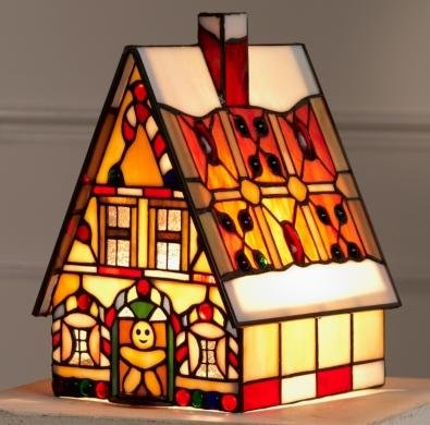 51QB7Zs02EL Tiffany Style Stained Glass Accent Lamp Gingerbread House