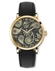SPRAWL Aanalog Fashion Series Gold Ladies Watches of Genuine Black Leather Strap,Unique Wrist Watch for Women Girls Designed with Large drops and old-fashioned flowers