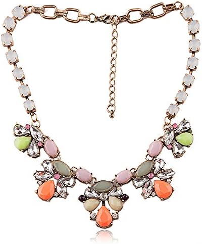 J. Unique Crystal Design Chunky Luxury Bib Bubble Pendant Choker Necklace Statement Crew Jewelry Women