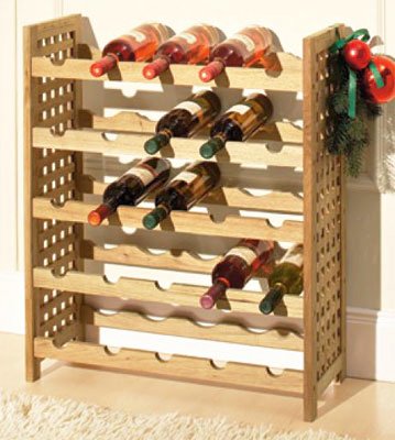 Modern Wooden Storage Holder Shelf 25 Bottle Wine Rack