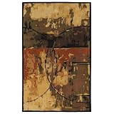 Contemporary Area Rug, 828 Watercolors Collection 100% Wool 4'x6' Beige, Brown by 