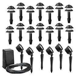 Intermatic LX19720T Malibu Outdoor Lighting Kit with Fourteen Tier Lights, Six Floodlights plus 88-Watt Power Pack/Timer, Black