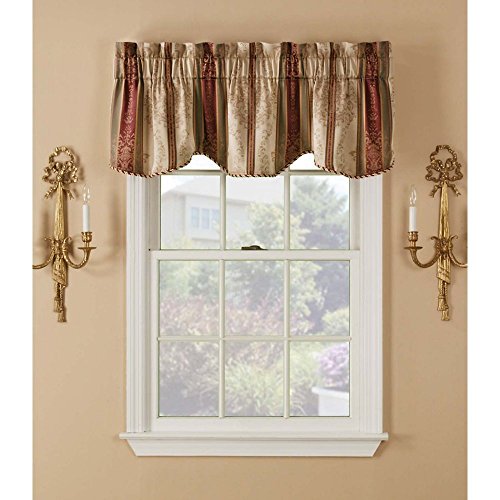 Window Accents Tuscan Stripe Scroll Stripe Jacquards Rod Pocket Valance Pair
