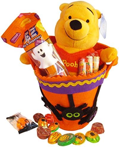 Winnie the Pooh's Cuddly and Soft Fabric Halloween Gift Basket of Cute Candies for Young Children