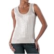 Isaac Mizrahi Foil-Print Cable-Knit Tank- Pewter