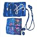 Silky Embroidered Brocade Jewelry Travel Organizer Roll Pouch - Sapphire Blue
