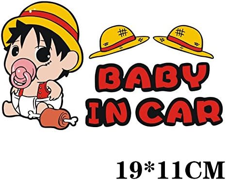 One Piece Luffy Car Sticker Baby in Car Warning Cartoon Sticker Have Remind Children in the Car Accessories Decoration Baby's Bottle