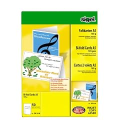 Sigel DP910 Faltkarten, hochwei�, Edelkarton (Ink/Laser/Copy), 185 g, A5 (A4), 50 ST