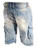 Rivet De Cru Jeans Tibetan Blue MEN Denim Cargo Short True Fit Rivet De Cru Jeans Tibetan Blue MEN Denim Cargo Short True Fit