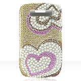 Premium Luxurious Designer Hard Diamond Crystal Snap-on Case for Blackberry 8900 Javalin Case - Gold Diamond Heart Design