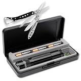 Produkt-Bild: Mag-Lite XL100-01STYCS LED Taschenlampe schwarz, Tactical Design mit Endkappenschalter, ANSI Standard getest und Leatherman Multifunktionstool Style CS Edelstahl