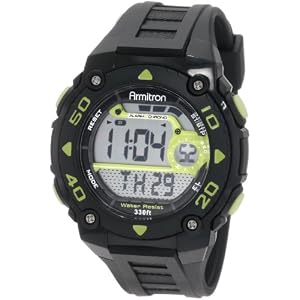Armitron Men\’s 40/8249LGN Black and Lime Green Digital Chronograph Sport Watch