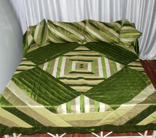 Home Furnishing Patch Work Silk bed sheet Bedspread with Pillow Covers & Cushion Covers