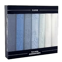 Cotton Men's Handkerchiefs - Box Of 7 Different Shades Of Blue