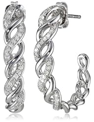 Sterling Silver 1/4cttw Diamond Hoop Earrings