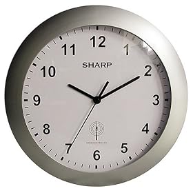 Sharp SPC890 Quartz Analog Atomic Wall Clock SPC890, with Silver Case Convex Glass Lens... by Sharp