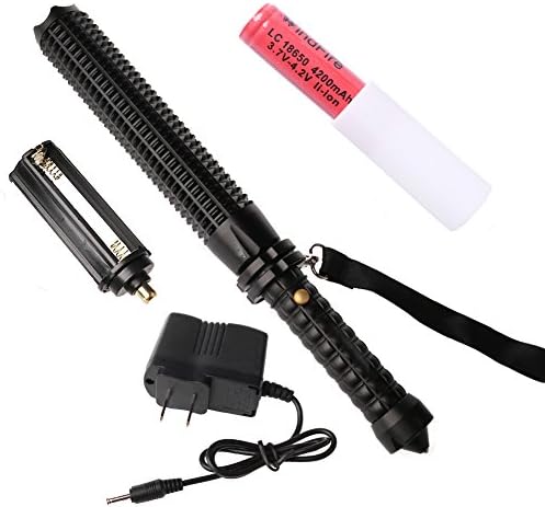 Defensive Flashlight Set Torch Cree 3 Mode Telescopic Baton Self Defense Police Flashlight IPX67,Powered By 1pcs 18650 Or 3pcs AAA Battery (Not Included)