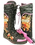 Satin Glitter Black Pink Hi Top Sneaker Boots "Voodoo Skulls"