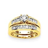 14K Yellow Gold 1 ct. Diamond Bridal Engagement Set
