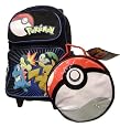 Pokemon Pikachu Large Rolling Backpack and Pokeball Lunch Box Bundle Gift Set