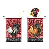 Rustic Blackboard Roosters Two Sided Garden Flag