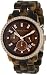 Marbled Plastic Link Bracelet Gold Tone Quartz Chronograph Crystal Bezel