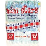 Mini Stars Size 3 (16-28 lbs), 50 count - Made in... by Cheekies American Diaper Company