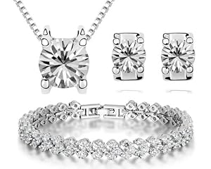 Ninabox - Bonheur Du Mariage - Parure serie 'Reine de neige' - Collier/Bracelet/Boucles d'oreilles - Swarovski Elements(Swarovski Zirconia)
