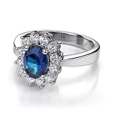 Palladium Kate Middleton Inspired Sapphire and Diamond Ring.  8X6mm
