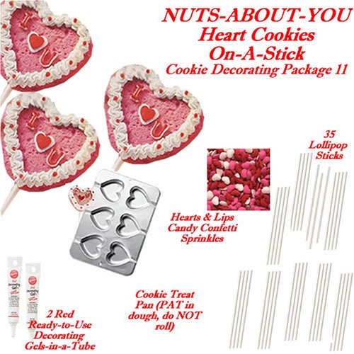 Hearts Cakes Cookies - Valentine Nuts-About-You Do-It-Yourself Pkg. 11 SAVE $2.73 by Lucks, Wilton