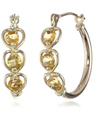 10k Yellow Gold 18mm Round Hoop with 3mm Round Earrings (0.20 cttw)