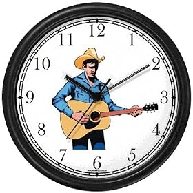 Country Western Singer Playing Guitar 2 Musician Wall Clock by WatchBuddy Timepieces (Hunter Green Frame)