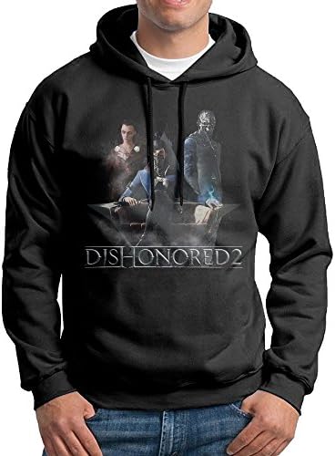 Action Adventure Game Dishonored 2 Logo Men's Hooded Sweatshirt Black XXL