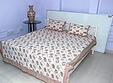 Handmade Bedspread Block Floral Print King Cotton Bed Sheet with Pillow Cov ....
