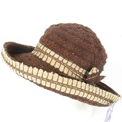 New Cotton Packable Sun Beach Upturn Brim Floppy Hat Brown - Small / Medium