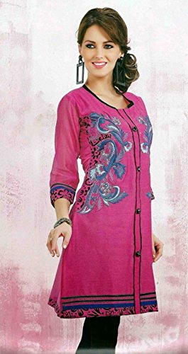 (ジャヤヤマラ)Jayayamala 七分袖とのアメージングねじワークで 最新ラブリーピンクチュニック