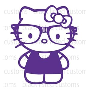 Kitty Makeup on Hello Kitty Nerd Purple Glasses Pink Vinyl Decal Sticker Custom